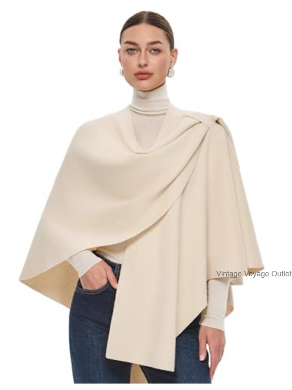 Soft Knit Poncho Shawl Wrap Cross Front Cape